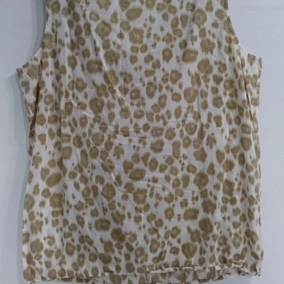 *EUC* Ann Taylor LOFT Cotton Sheer Tan & White Leopard Print Sleeveless Blouse - Picture 4 of 7